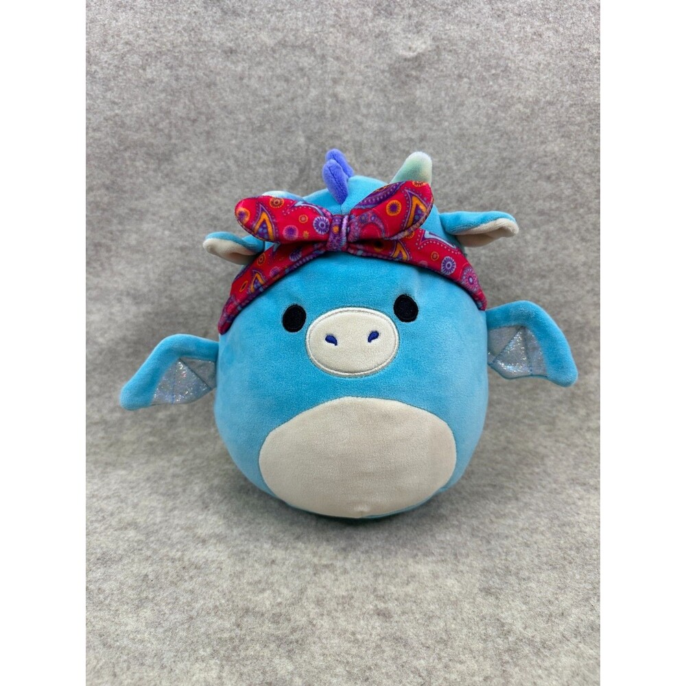 Squishmallows Tatiana Dragon 8" Blue Plush Headscarf Bandana Kellytoy 2024